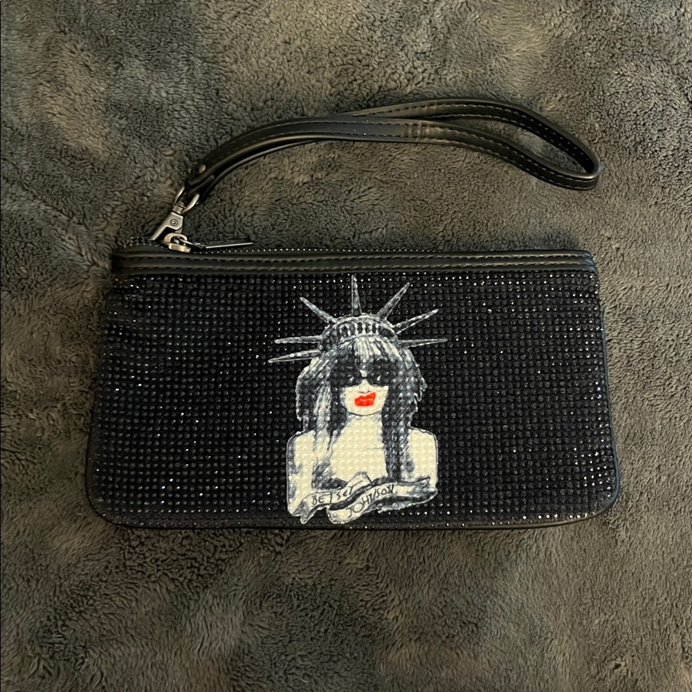 BETSEY JOHNSON X TORRID Black Faux Leather Rhinestone Clutch